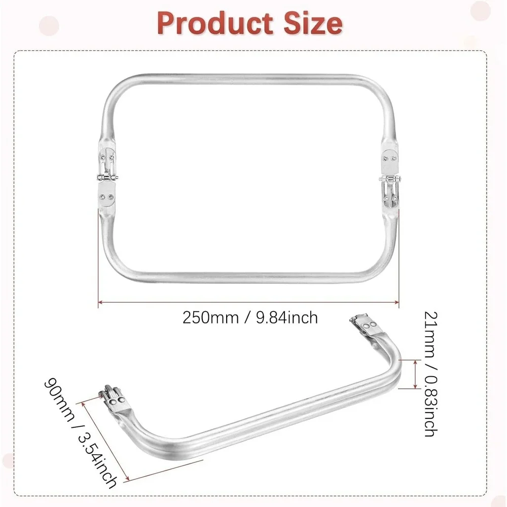 9.84 In Metal Purse Frame 2-pc Rectangle Frame Kiss Lock Clasp Use for DIY